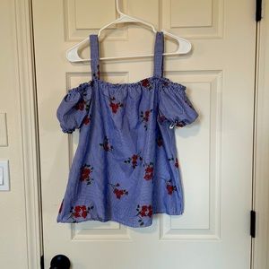 Off Shoulder blue strap top